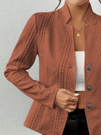 Textured Knit Button-Front Blazer