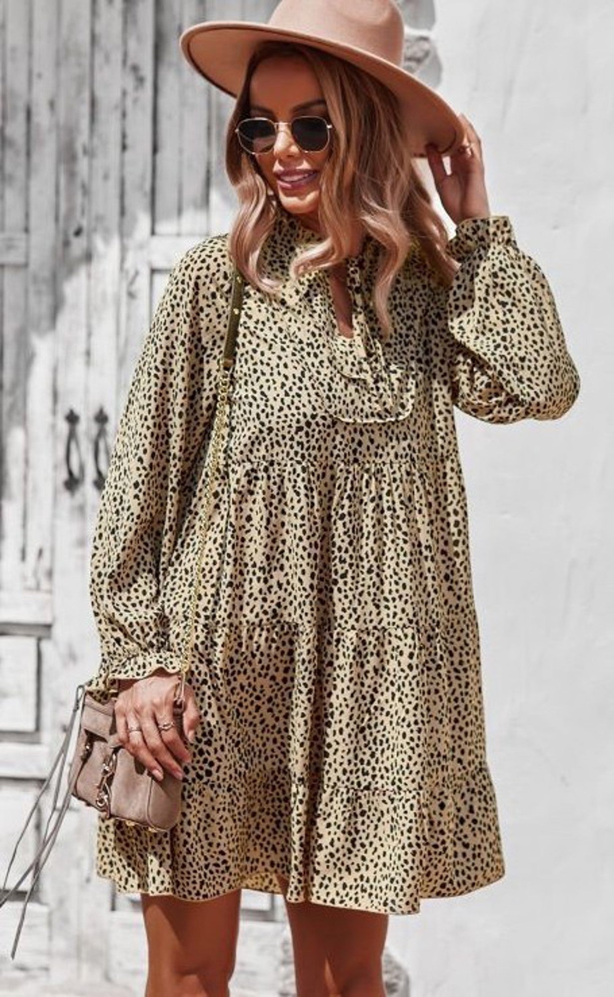 Printed long sleeve dress