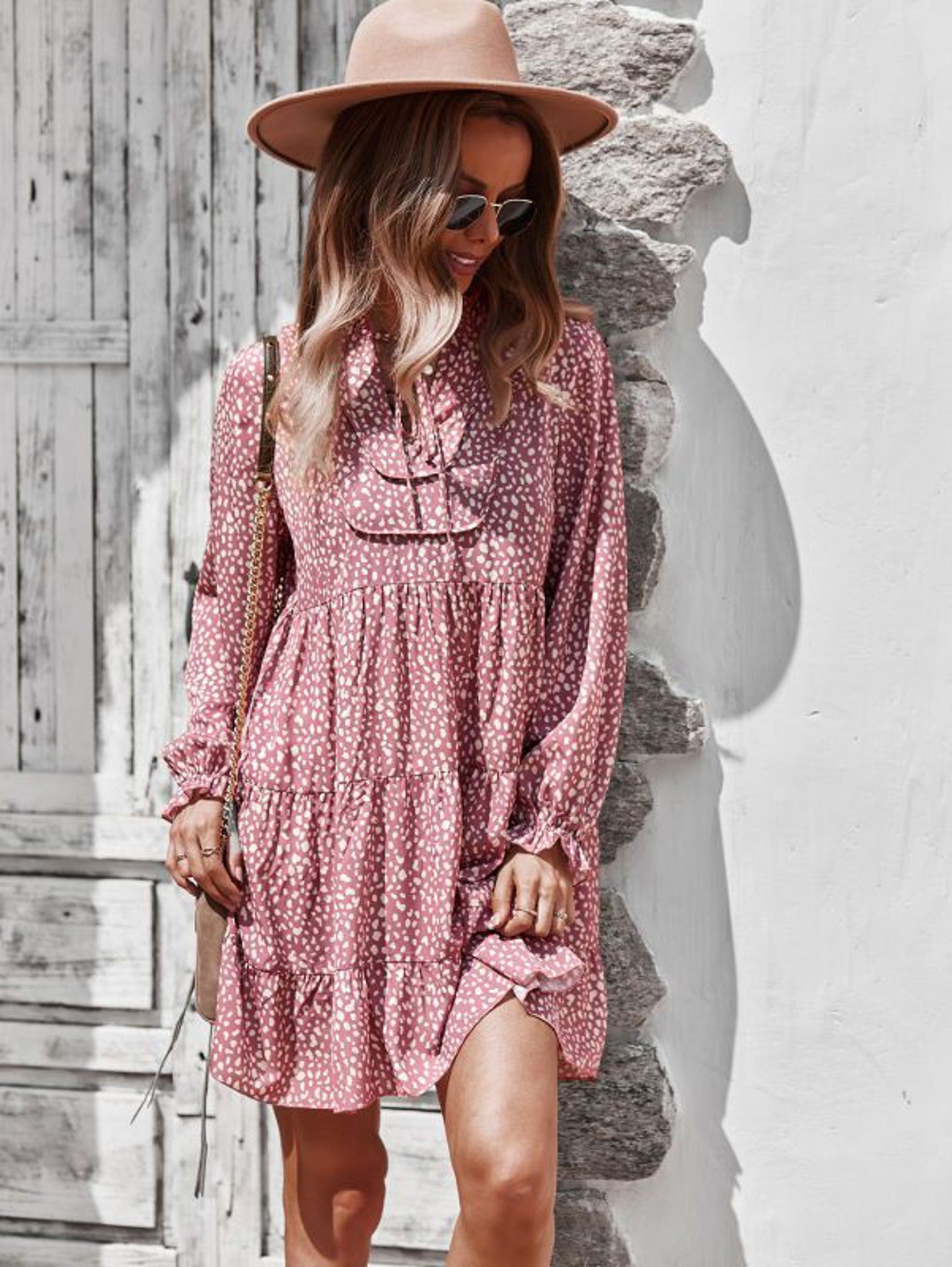 Printed long sleeve dress