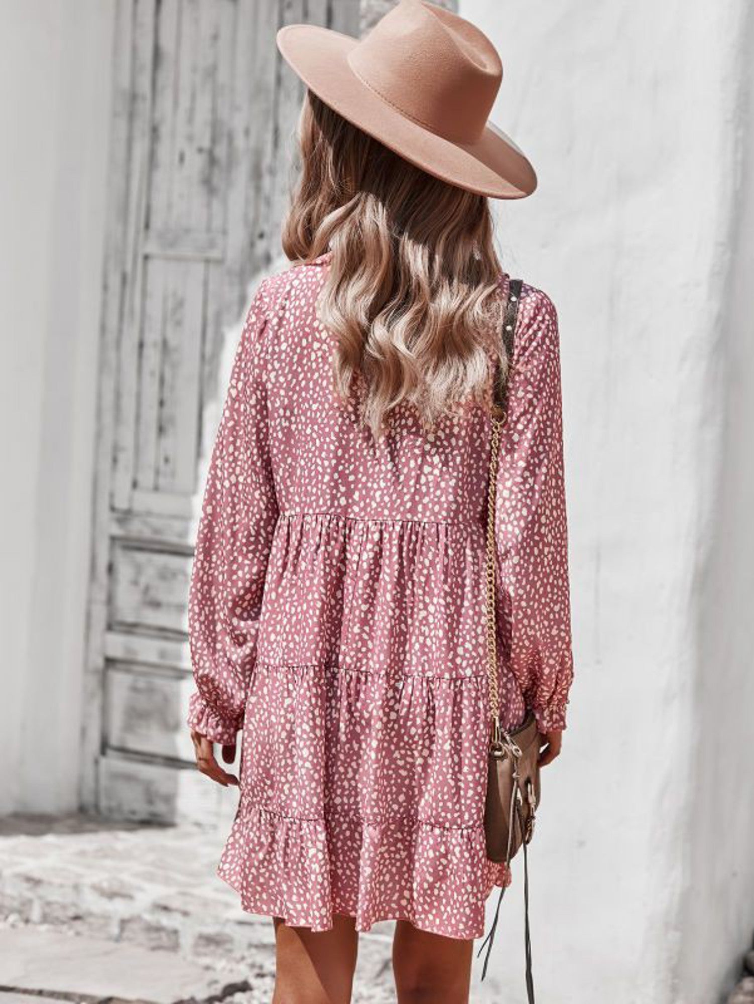 Printed long sleeve dress