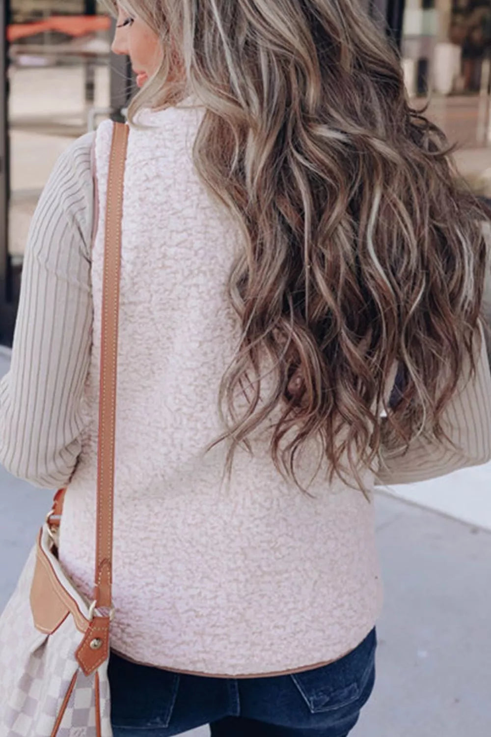 Quilted Sherpa-Lined Vest Coat