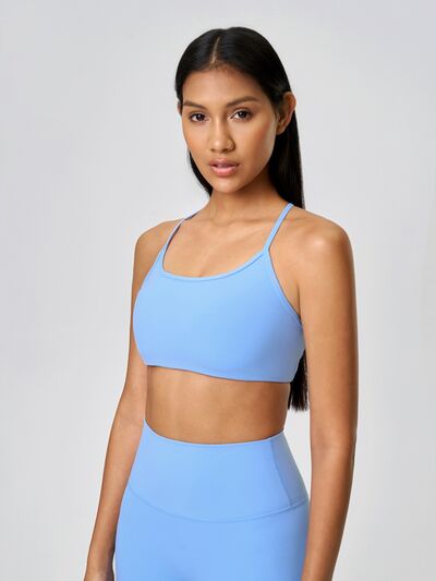 Millennia Crisscross Back Scoop Neck Active Cami with Detachable Chest Pads