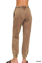 Zenana Acid Wash Fleece Sweatpants with Pockets