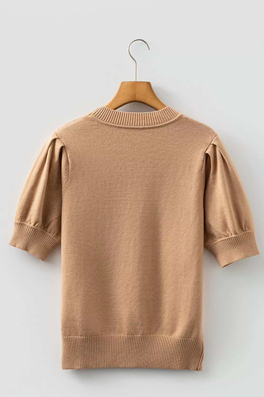 Knit Short Puff Sleeve Sweater