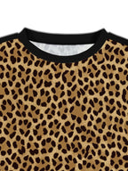 Stripe Leopard Print Top and Pants Set