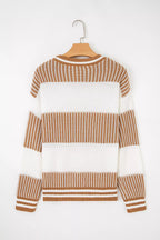 Striped Knit Long Sleeve Sweater