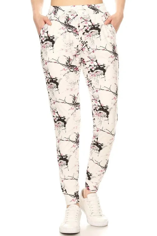 Leggings Depot Buttery Soft Printed Joggers with Drawstring