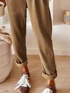 Casual Corduroy Drawstring Waist Pants