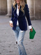 One Button Long Sleeve Blazer