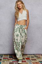 POL Floral Printed Woven Wide Leg Drawstring Pants