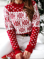 Snowflake Pattern Long Sleeve Sweater