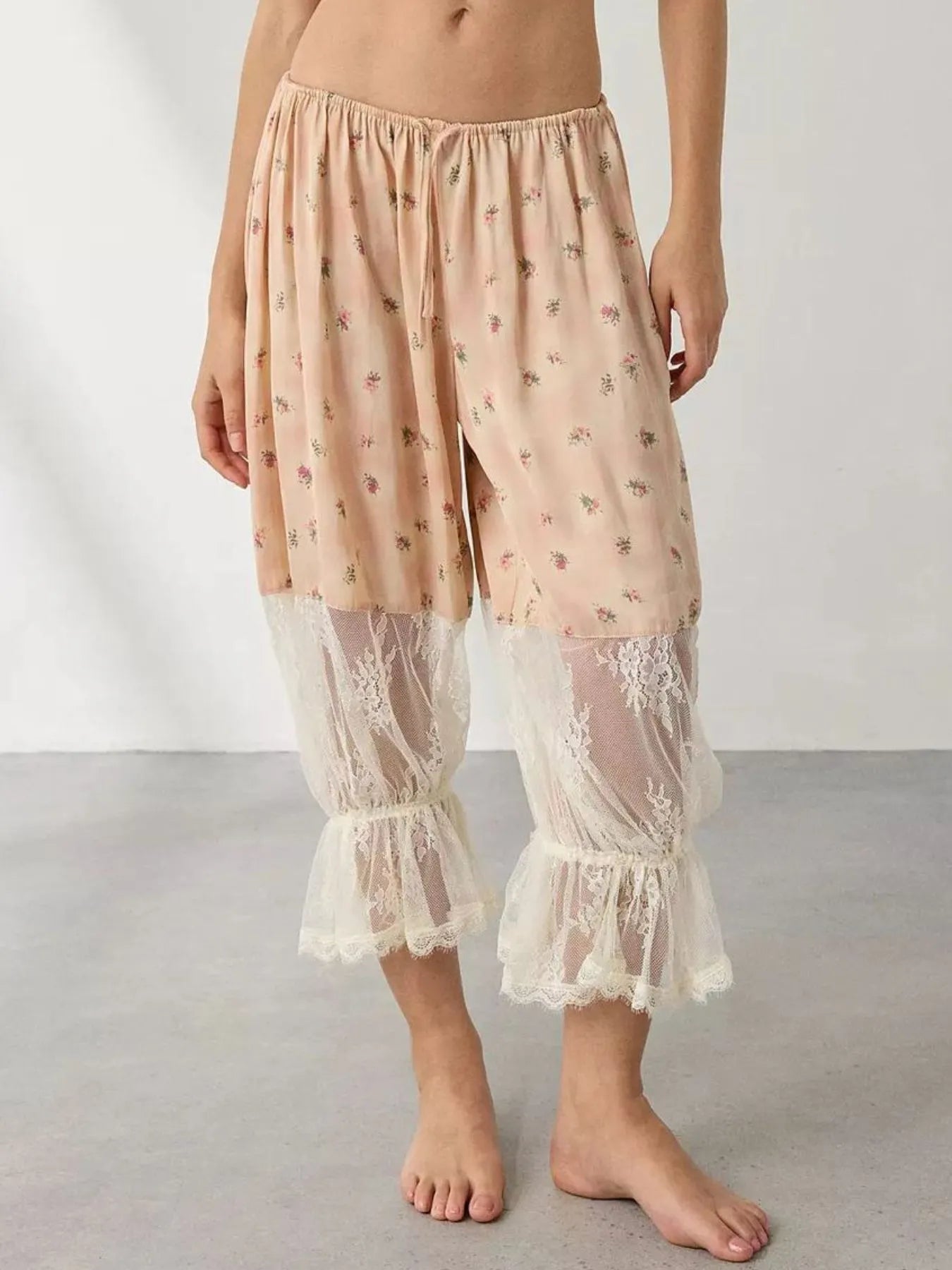 Floral Lace Patchwork Pants