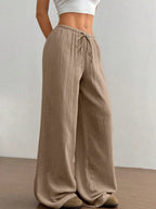 Wide Leg Drawstring Casual Pants