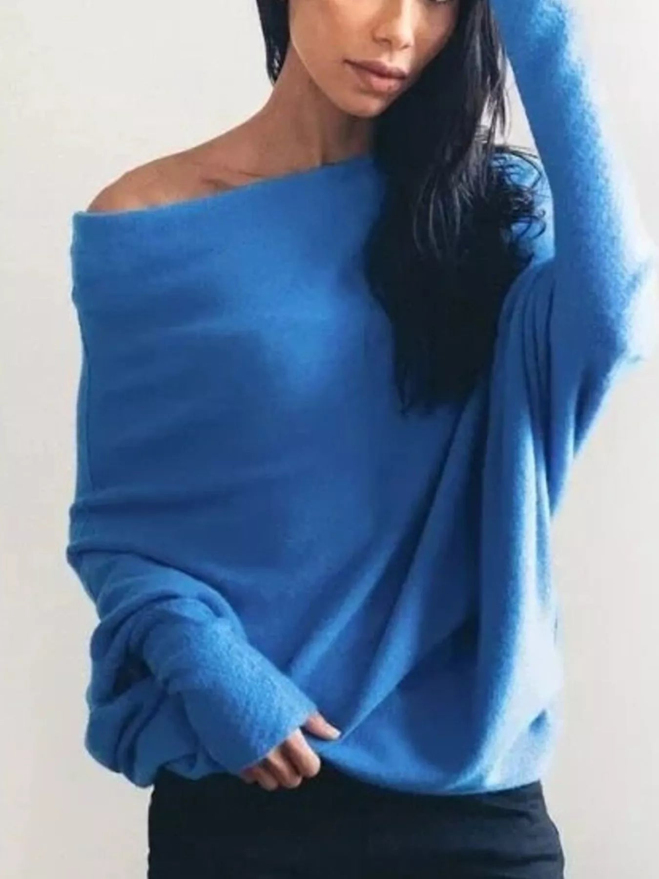 Boat Neck Long Sleeve Sweater