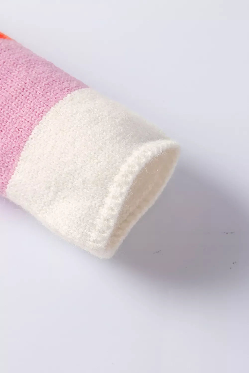 V-Neck Striped Color Block Knit Top