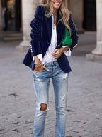 One Button Long Sleeve Blazer