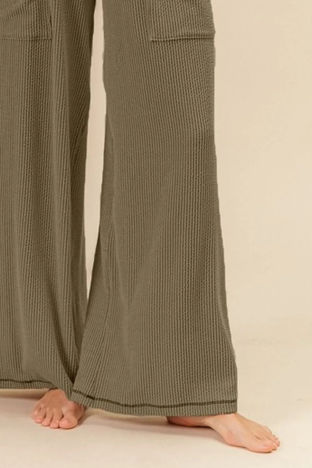 BiBi 2tone Cord Rib Waist Band Side Pocket Pants