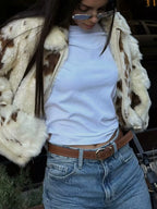 Faux Fur Zip Up Cropped Outerwear