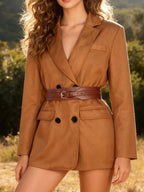 Double-Breasted Lapel Collar Blazer