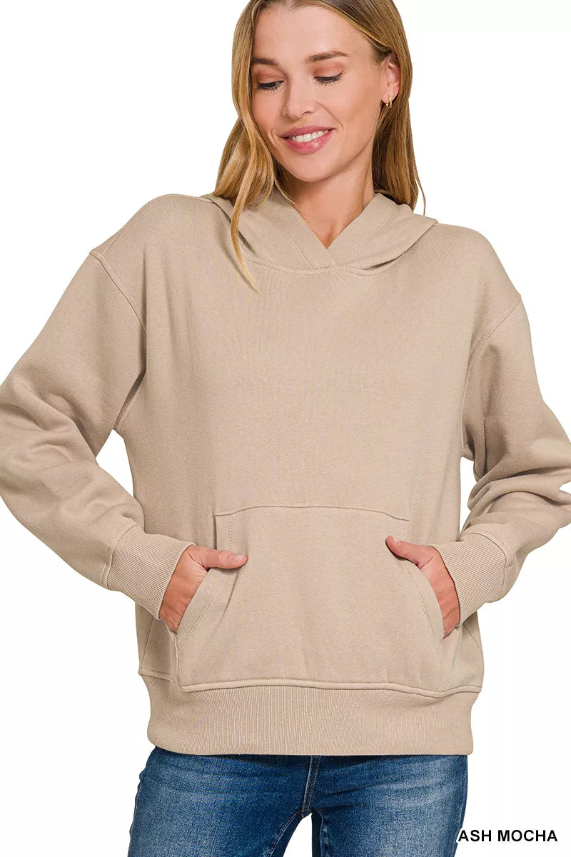 Zenana Fleece Kangaroo Pocket Hoodie