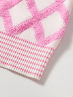 Rhombus Pattern Knit Open Front Pocketed Cardigans