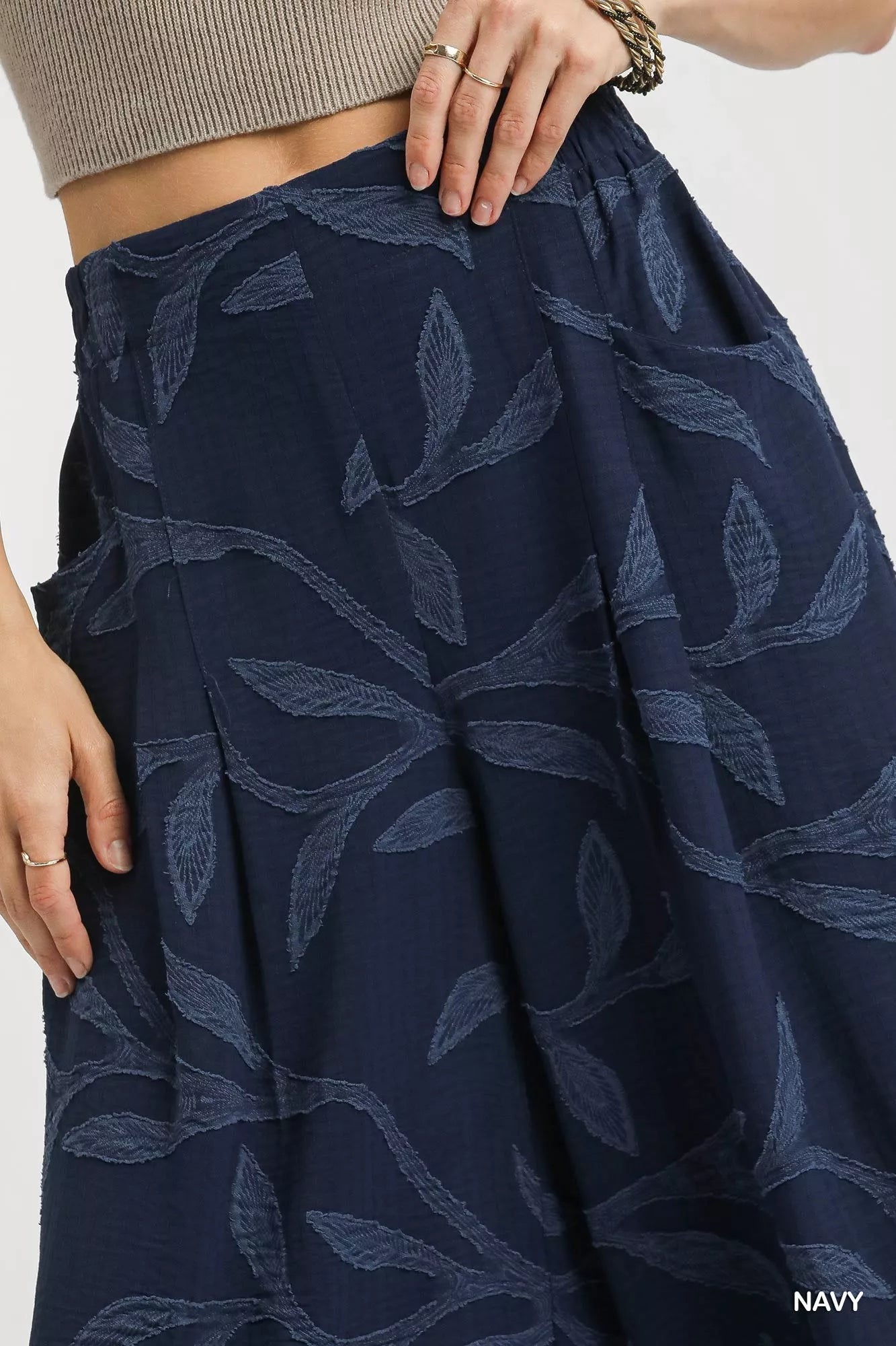 Umgee Jacquard Wide-Leg Pants