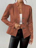 Textured Knit Button-Front Blazer
