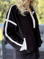 Half Zip Dropped Shoulder Sweatshirt