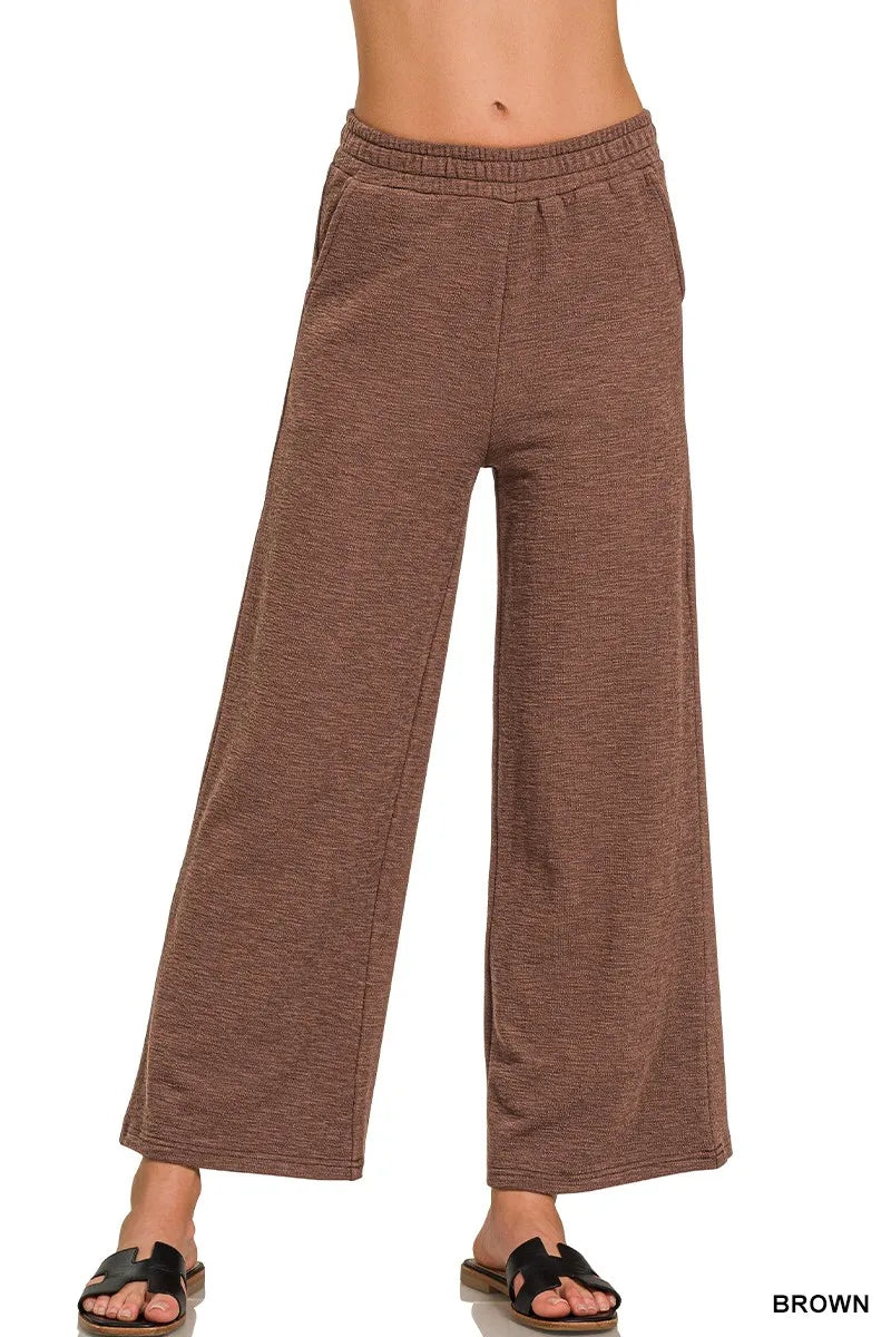 Zenana Cotton Slub Wide Leg Pants