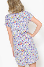 DITSY FLORAL SHORT SLEEVE DRESS WITH FRONT TIE