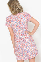 DITSY FLORAL SHORT SLEEVE DRESS WITH FRONT TIE