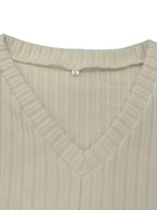 Ribbed Knit V-Neck Top and Pants Lounge Set