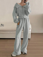 Zip Up Long Sleeve Top and Pants Set