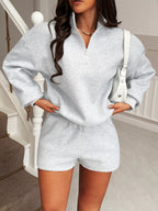 Casual Dropped Shoulder Sweatshirt and Shorts Set