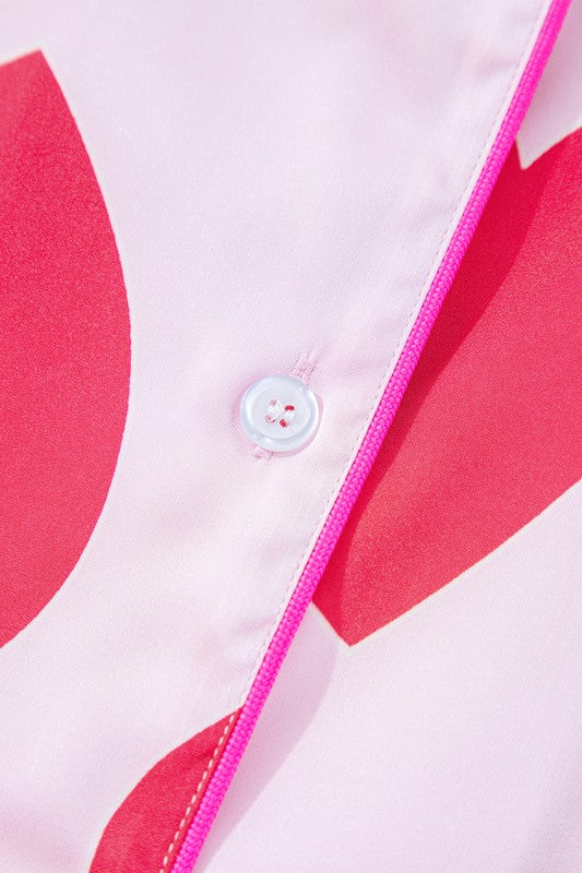 Heart Valentines Short Sleeve Pants Pajamas Set