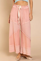 POL Elastic Waistband Wide Leg Pants with Drawstring