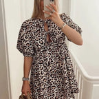 Leopard Bow Tie Front Dress
