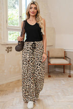 Allover Leopard Print Wide Leg Pants