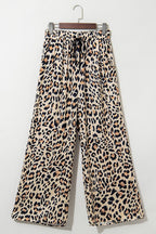 Allover Leopard Print Wide Leg Pants
