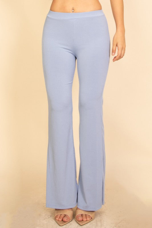 Ribbed Sleeveless Crop Top & Flared Pants Set