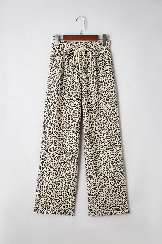 Leopard Drawstring Loose Pants
