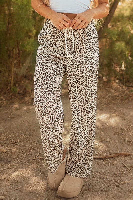 Leopard Drawstring Loose Pants