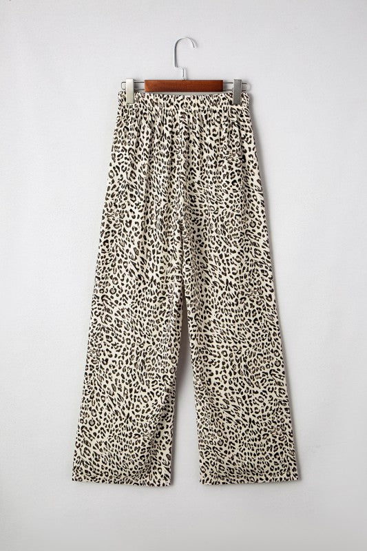 Leopard Drawstring Loose Pants