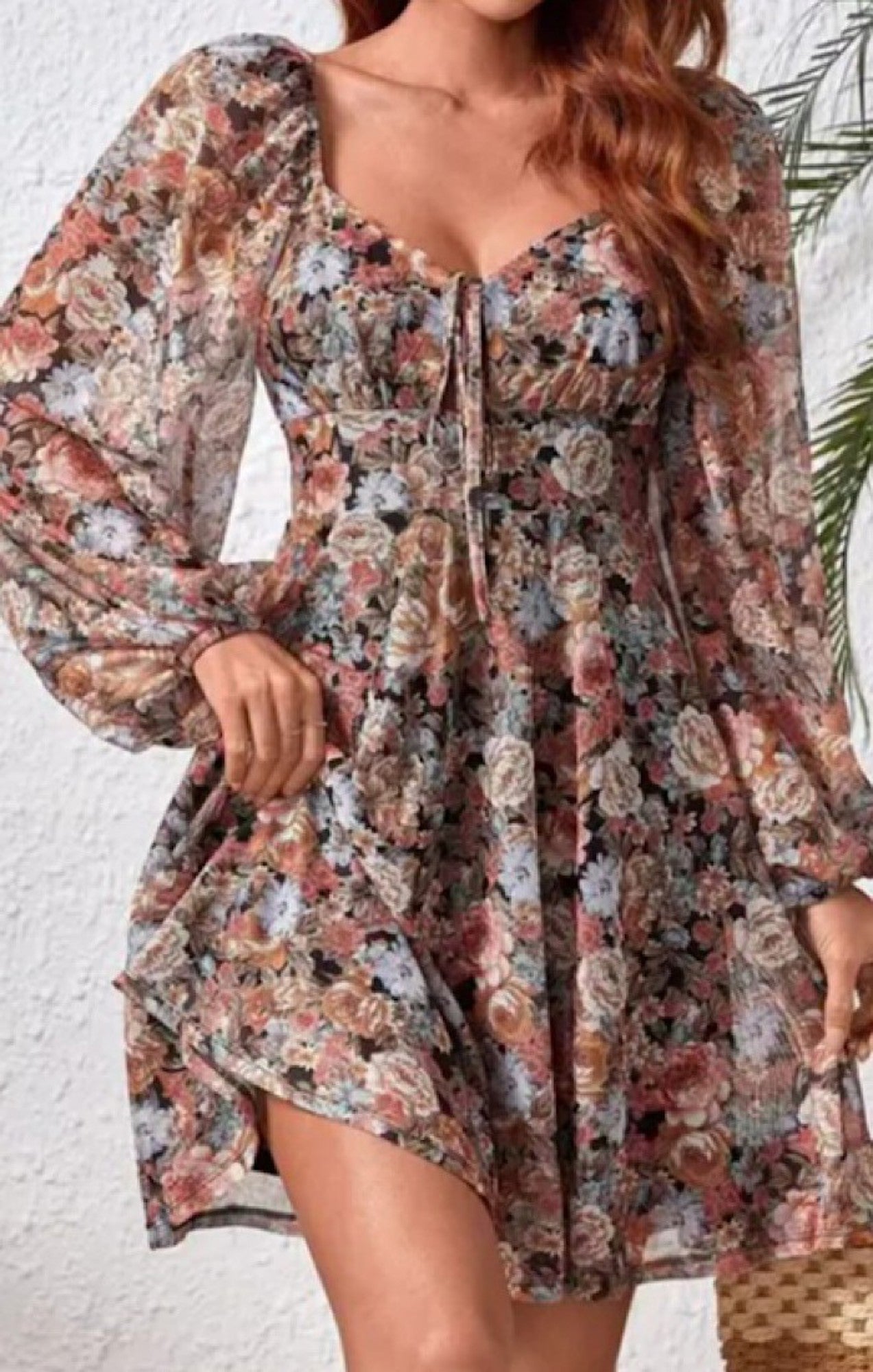Floral Print Puff Sleeve Dress