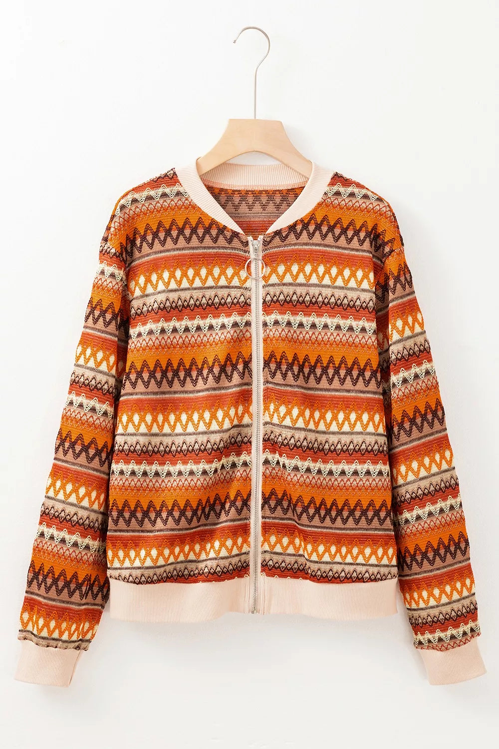 Striped Zip Up Long Sleeve Jacket