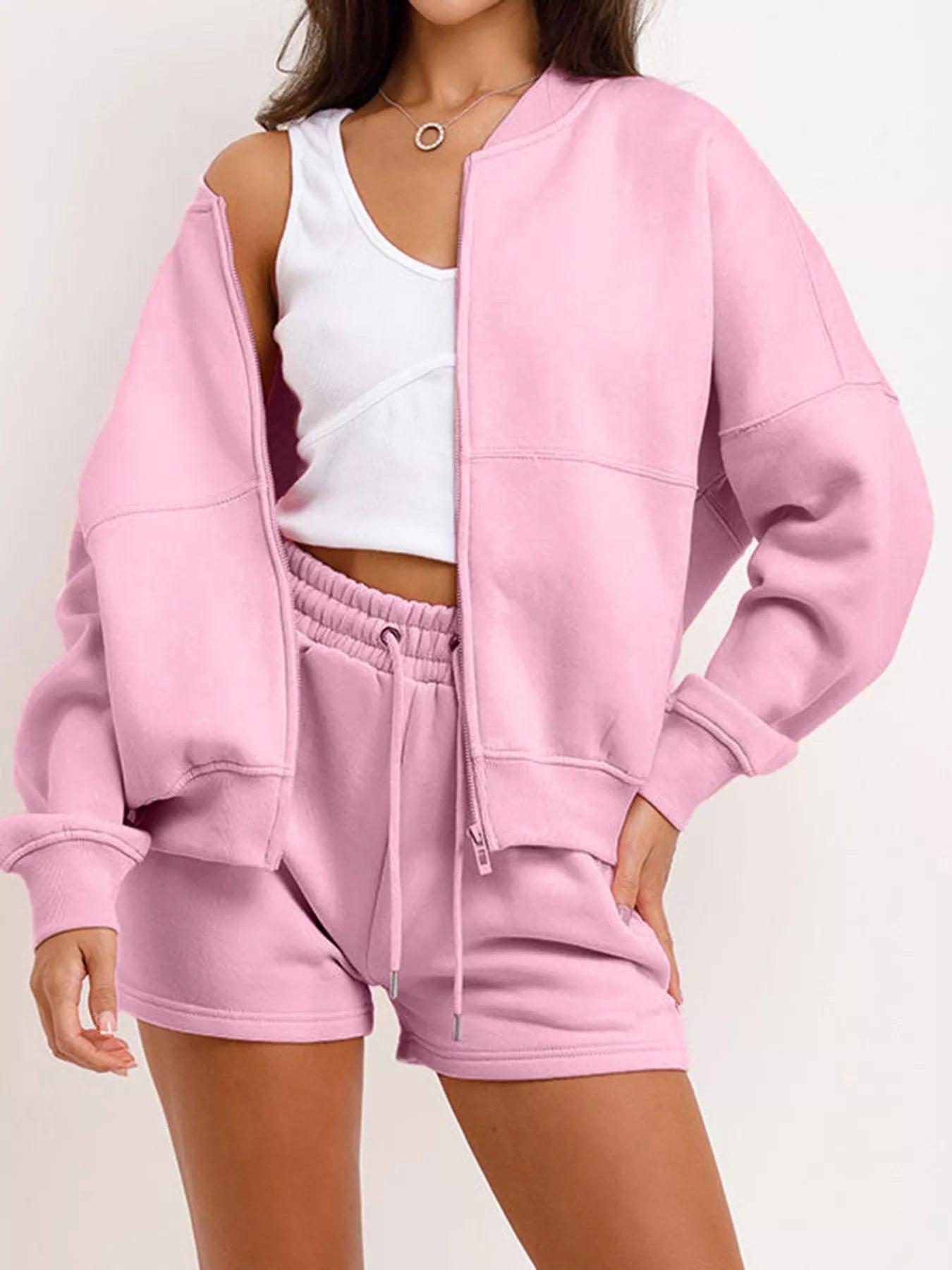 Zip Up Jacket and Shorts Set