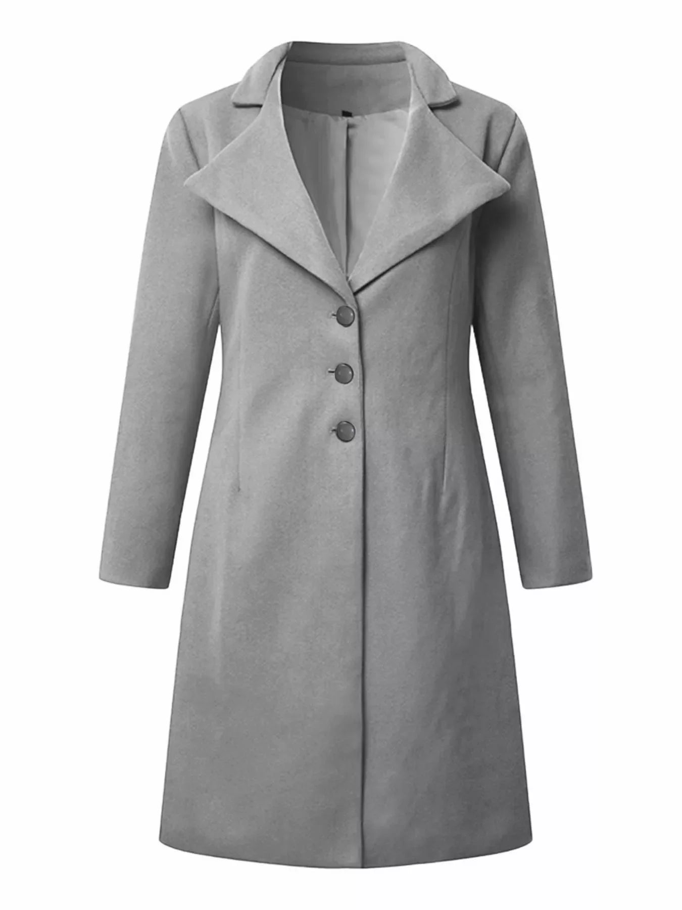Full Size Single-Breasted Long Sleeve Overcoat Plus Size