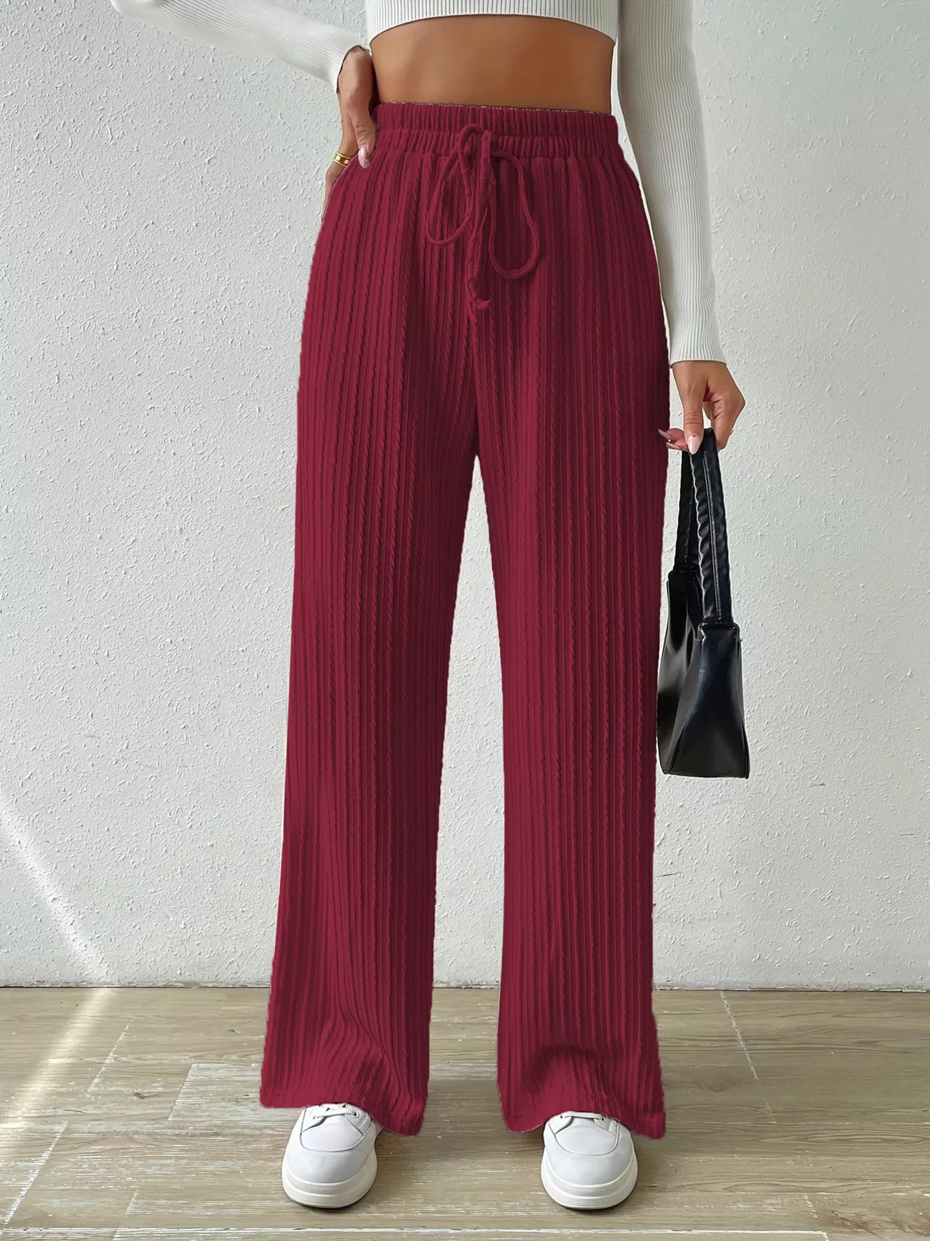 Drawstring Wide Leg Pants