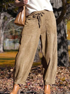 Casual Corduroy Wide Leg Pants with Pockets