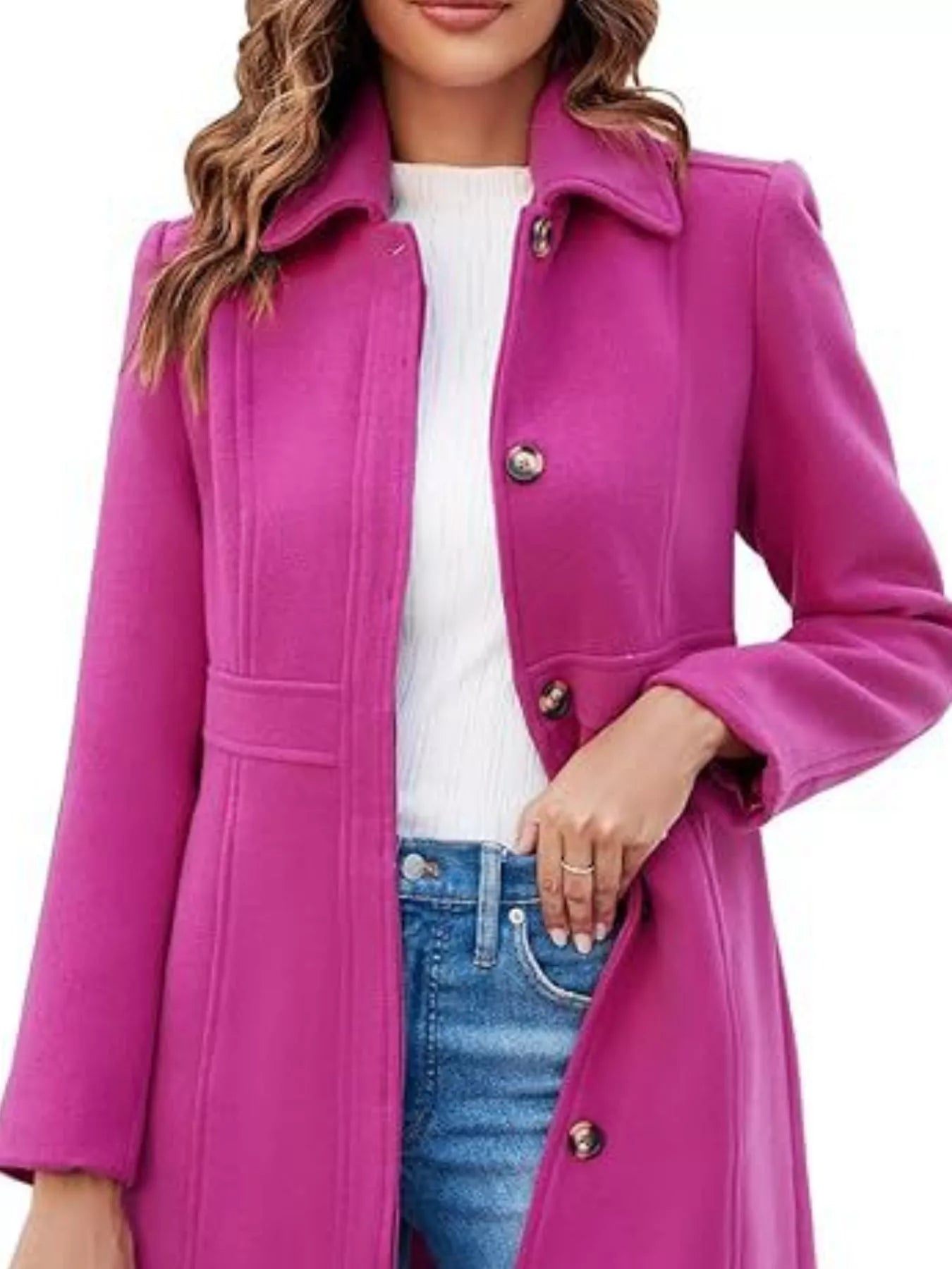 Button-Down Wool Blend Coat